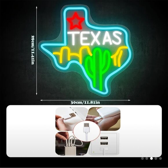 TEXAS CACTUS NEON LED SIGN - Picture 2 of 5